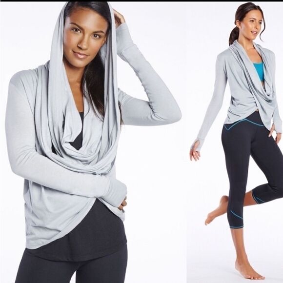 Fabletics Grey Austin Wrap Long Sleeve Top Size XS - Picture 1 of 9